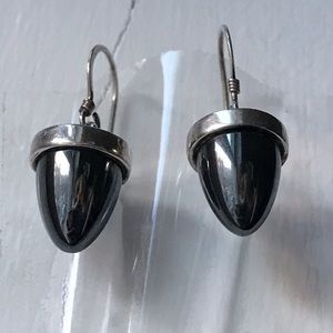 Polished Hematite & 925 Sterling Silver Earrings